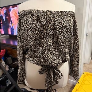 NWT Rue21 Plus Size Off The Shoulder Leopard Cheetah Print Top 2XL